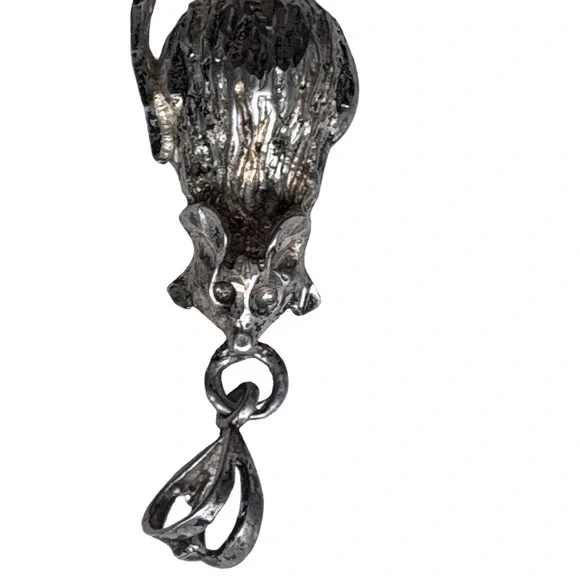 Solid Sterling Silver Rat Mouse Varmint Full Body Vintage Pendant Chinese Zodiac
